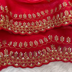 Eyes Catching Zimi Chu Sequence Work Red Color Saree