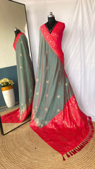 Flattering Dual Tone Silk Grey Color Saree