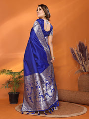 Captivating Banarasi Silk Blue Color Saree
