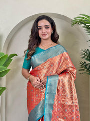Fabulous Tissue Silk Orange Color Saree