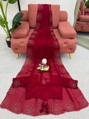 Exclusive Silk Hand Work Red Color Saree
