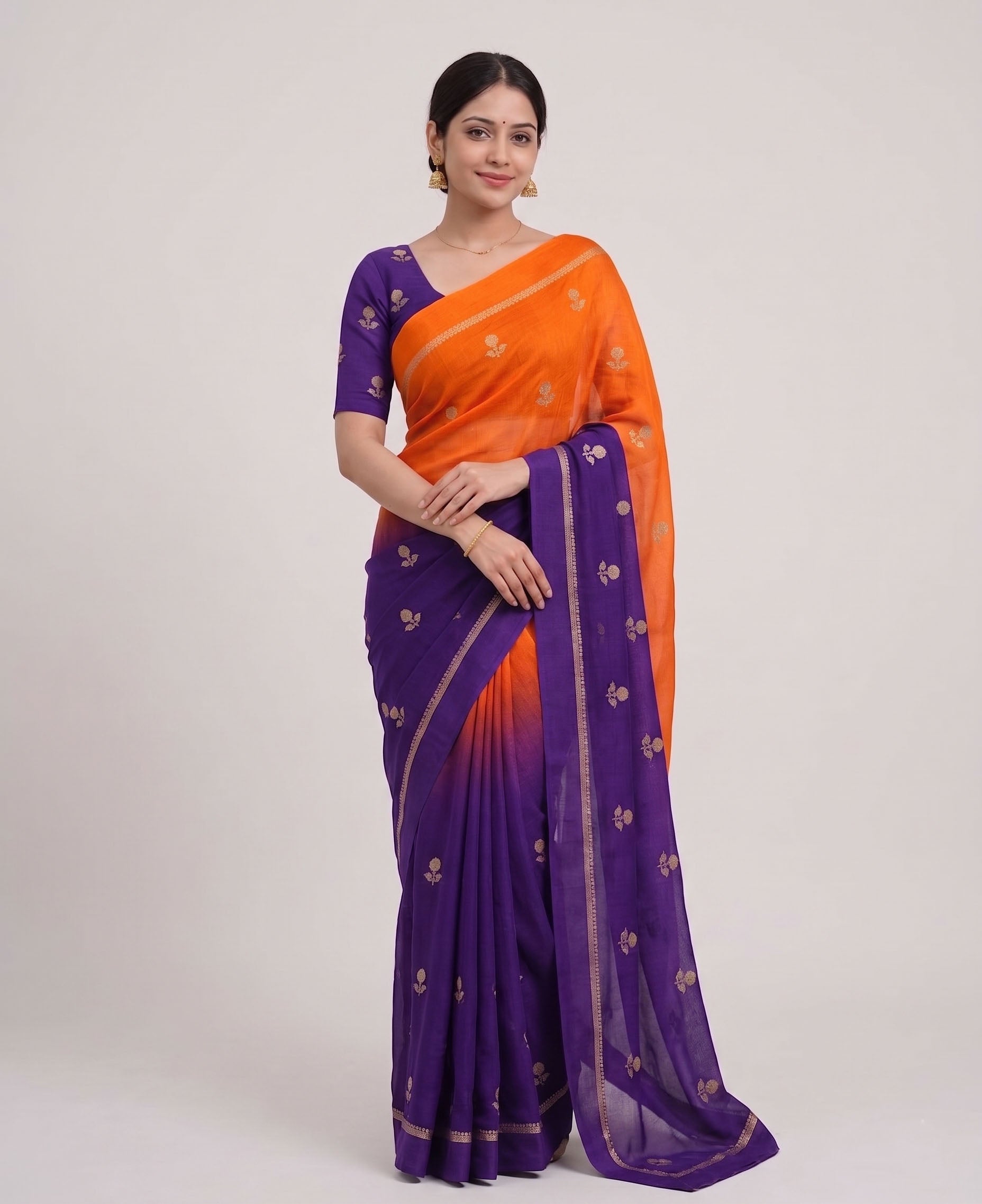 Viscose Khadi Silk Saree with Jacquard Leaf Design