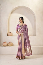 Designer Gold Zari With Soft Linen Cotton Silk Saree