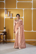 Premium Linen Cotton Silk Saree with Gold Zari Design