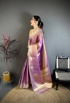 Banarasi Soft Tissue Silk Saree with Copper Zari Weaving