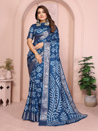 Pure Bandhej Silk Saree with Morpankh Pallu