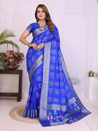 Dola Silk Bandhej Khadi Print Saree with Kanchi Border