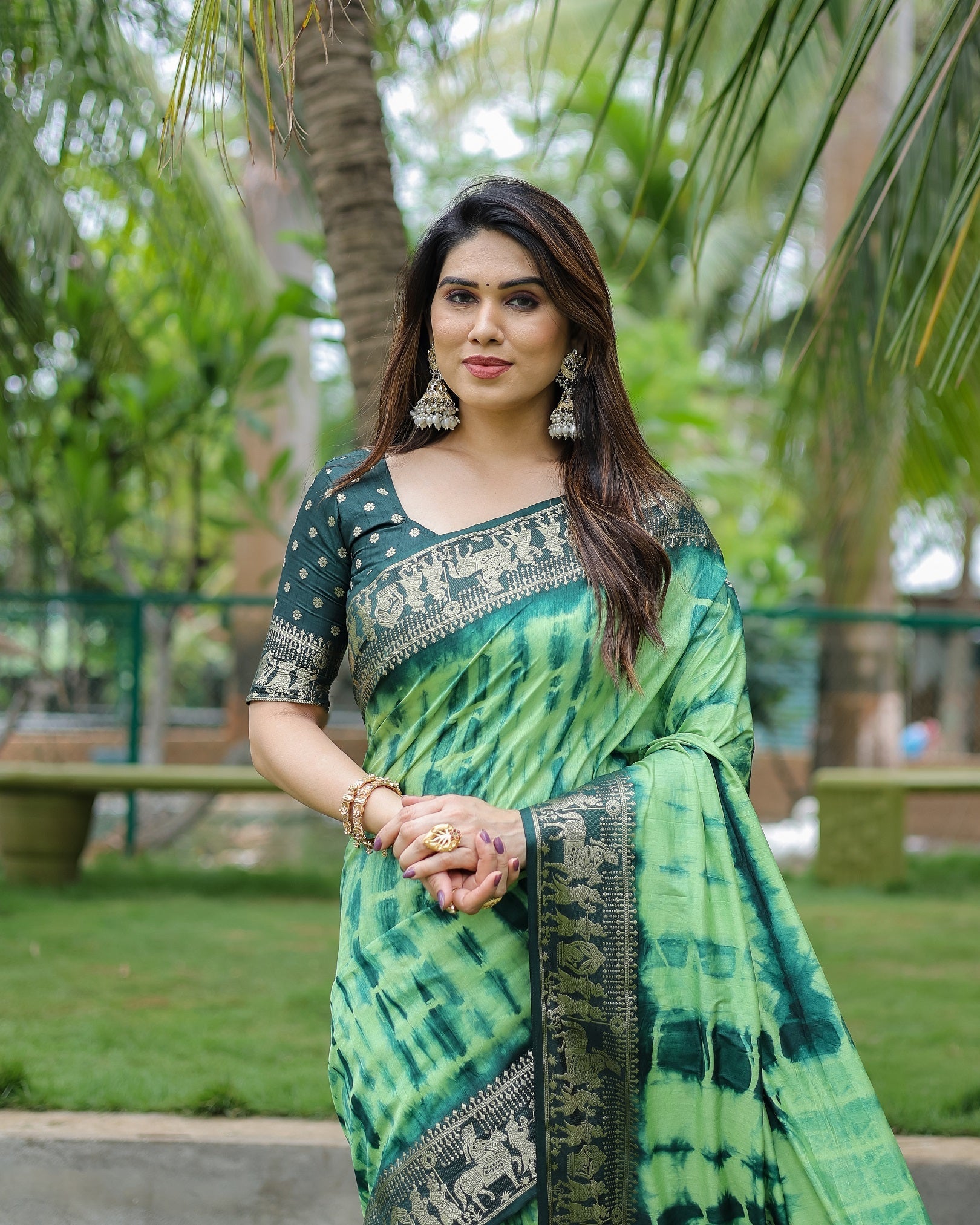 Soft Dola Silk Sibori Bandhej Saree with Zari Border