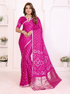 Hand Dyed Lagadi Patta Pallu Bandhej Saree