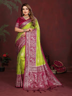 Rich Pallu and Contrast Border Satin Silk Saree