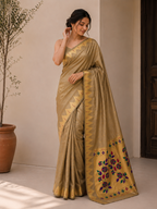 Bamboo Tissue Silk Paithani Saree with Meenakari Motifs