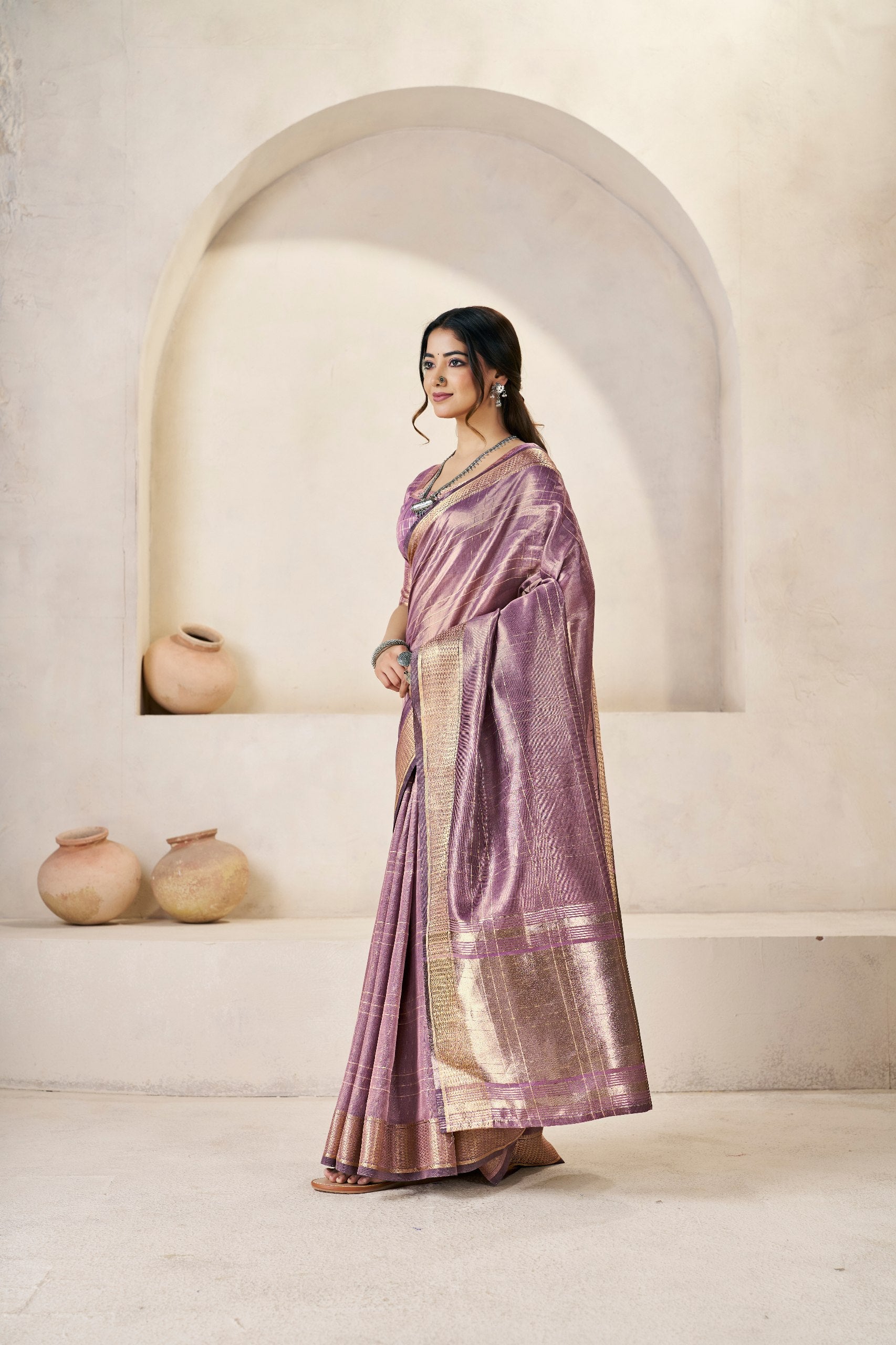 Designer Gold Zari With Soft Linen Cotton Silk Saree