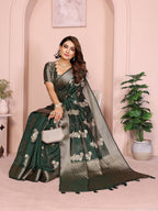 Soft Organza Silk Banarasi Saree with Butta Weaving