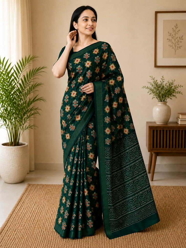 Soft Cotton Saree with Traditional Printed Motifs