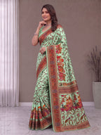 Pure Soft Pashmina Silk Saree with Kashmiri Woven Pallu