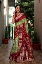 Pure Bandhej Silk Saree with Tissue Pallu