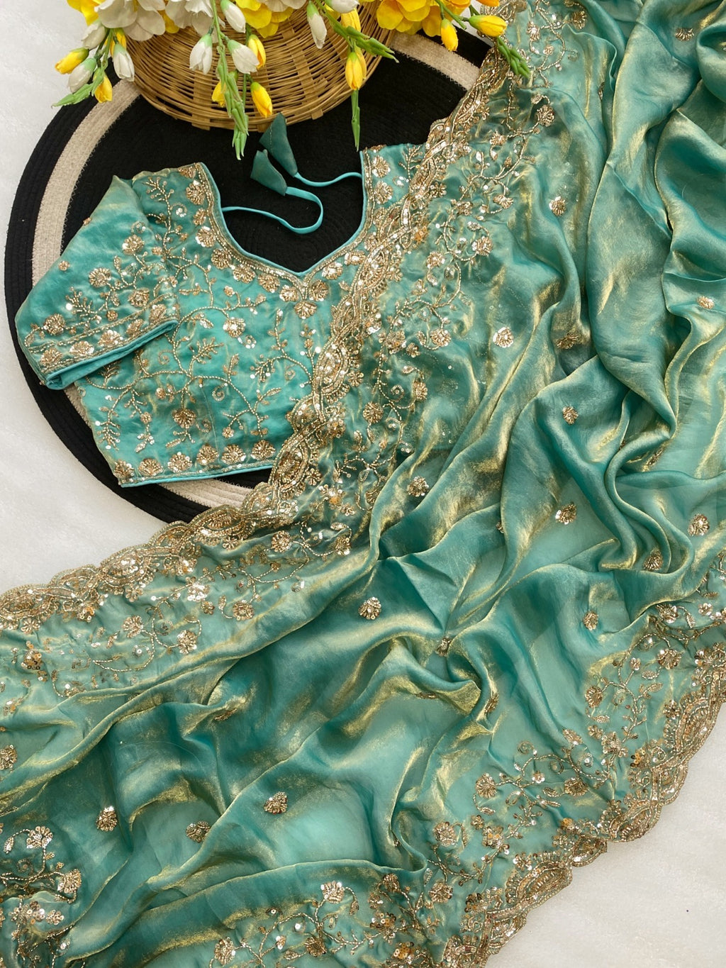 Premium Soft Fandy Satin Silk Saree with Cut Dana Work