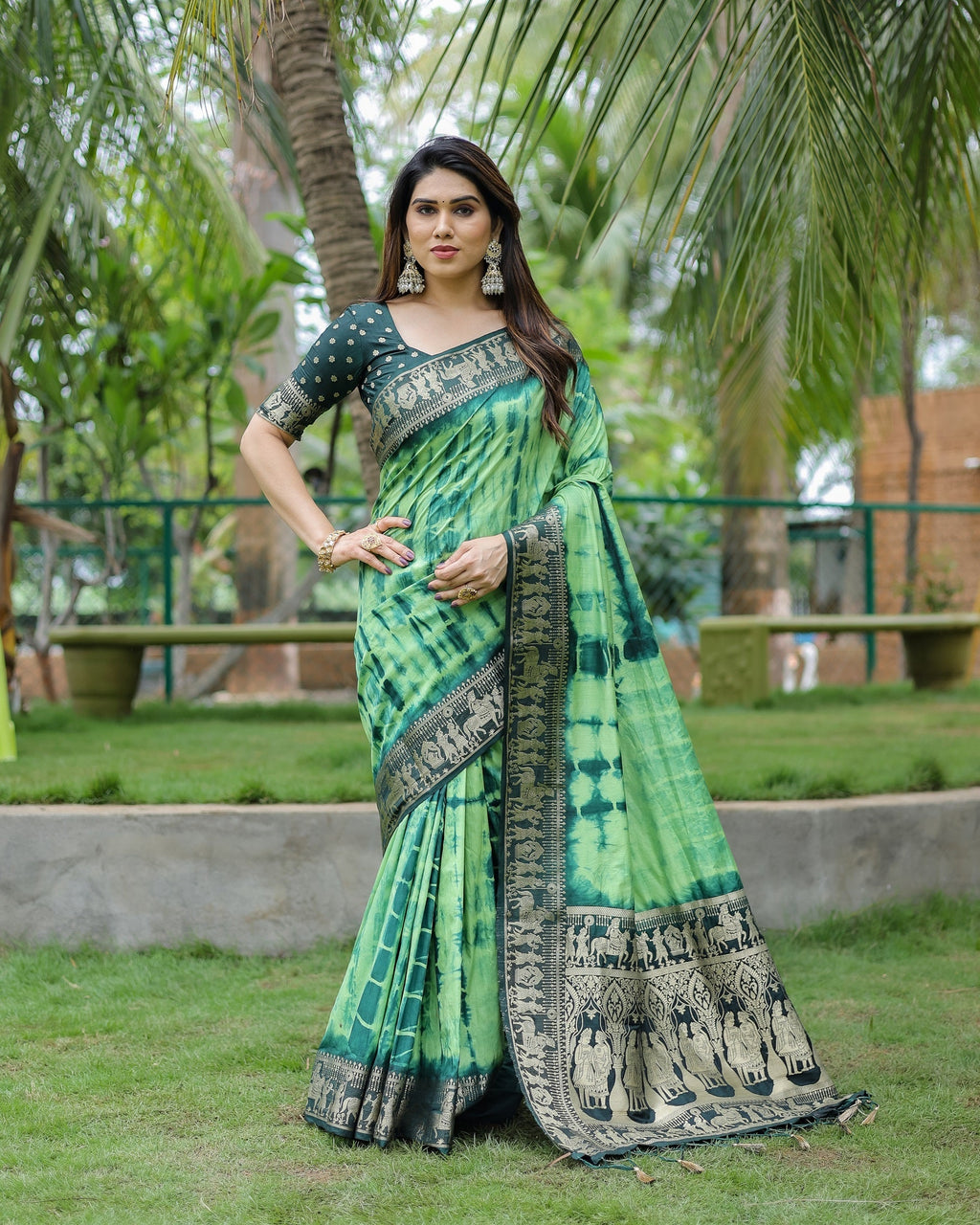 Soft Dola Silk Sibori Bandhej Saree with Zari Border