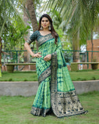 Soft Dola Silk Sibori Bandhej Saree with Zari Border