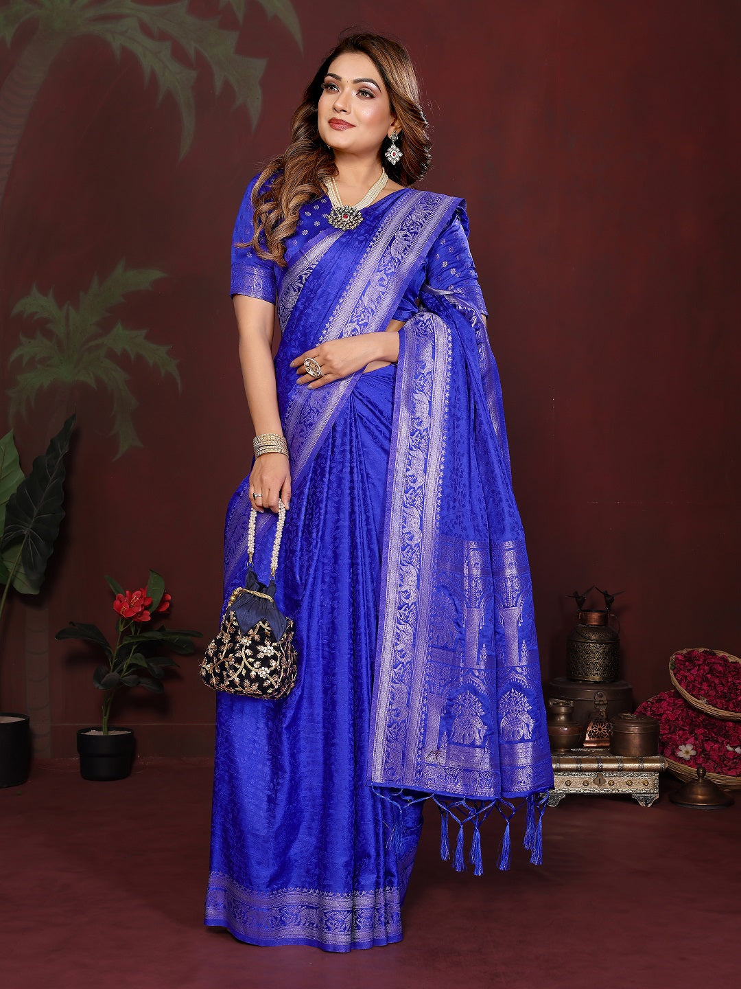 Luxury Soft Satin Silk Hand Dyed Gala Pallu Saree