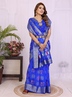 Dola Silk Bandhej Khadi Print Saree with Kanchi Border