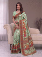 Pure Soft Pashmina Silk Saree with Kashmiri Woven Pallu