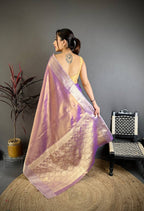 Banarasi Soft Tissue Silk Saree with Copper Zari Weaving