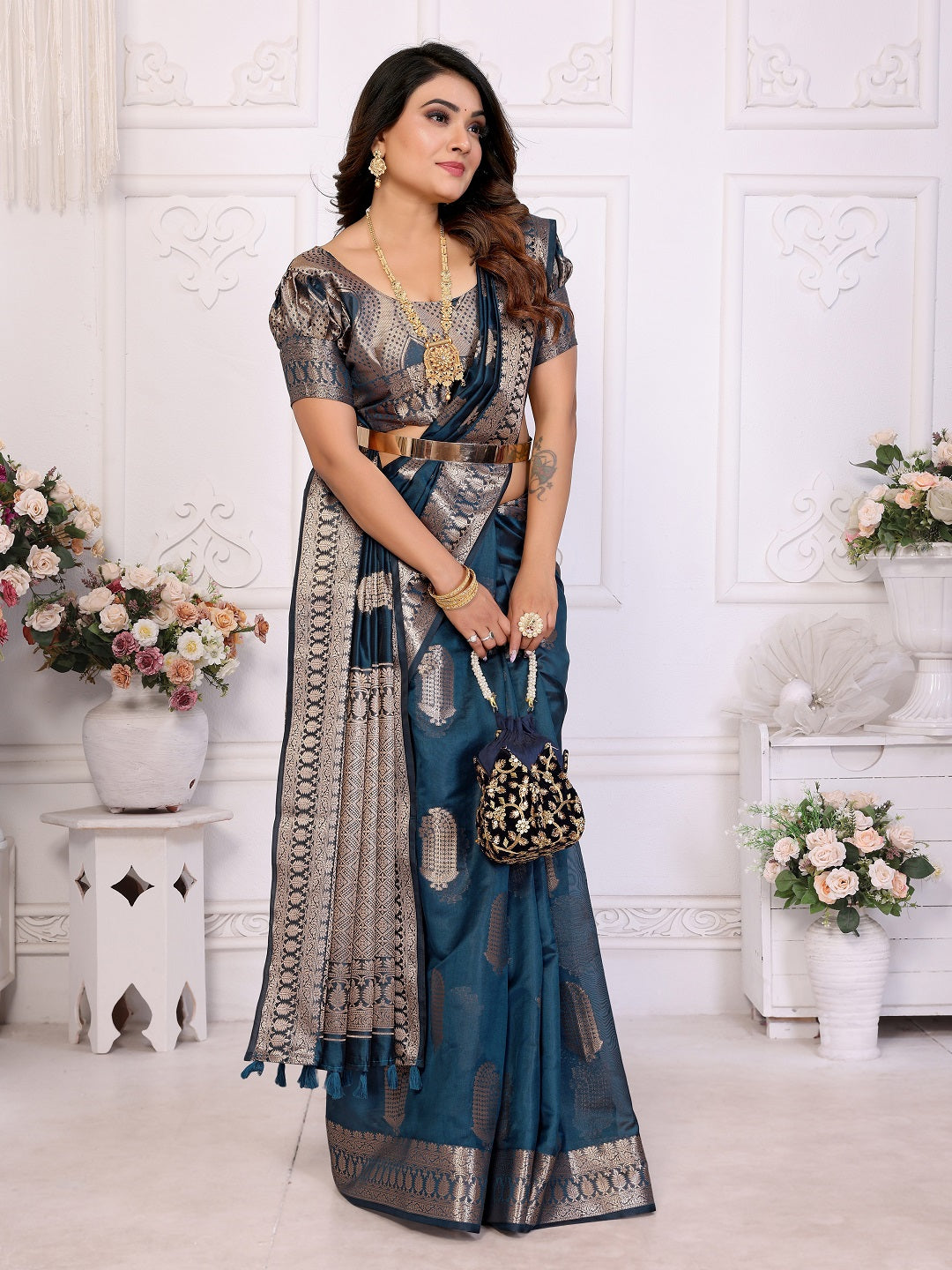 Soft Organza Silk Banarasi Saree with Butta Weaving