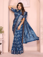 Pure Bandhej Silk Saree with Morpankh Pallu