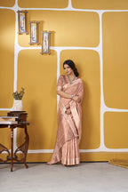 Premium Linen Cotton Silk Saree with Gold Zari Design