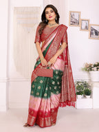 3D Multi Color Soft Satin Silk Dyed Saree with Zari Work