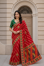 Dola Silk Saree with Diamond Work and Jacquard Border