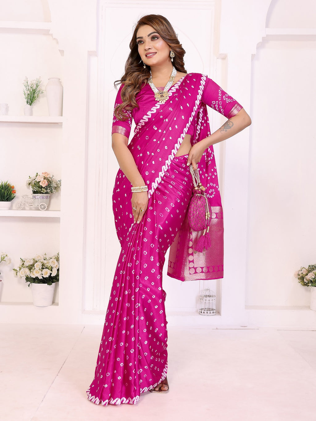 Hand Dyed Lagadi Patta Pallu Bandhej Saree