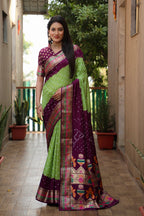 Pure Bandhej Silk Paithani Saree with Minakari Border