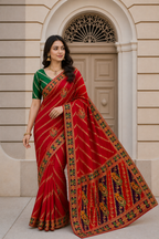 Dola Silk Saree with Diamond Work and Jacquard Border