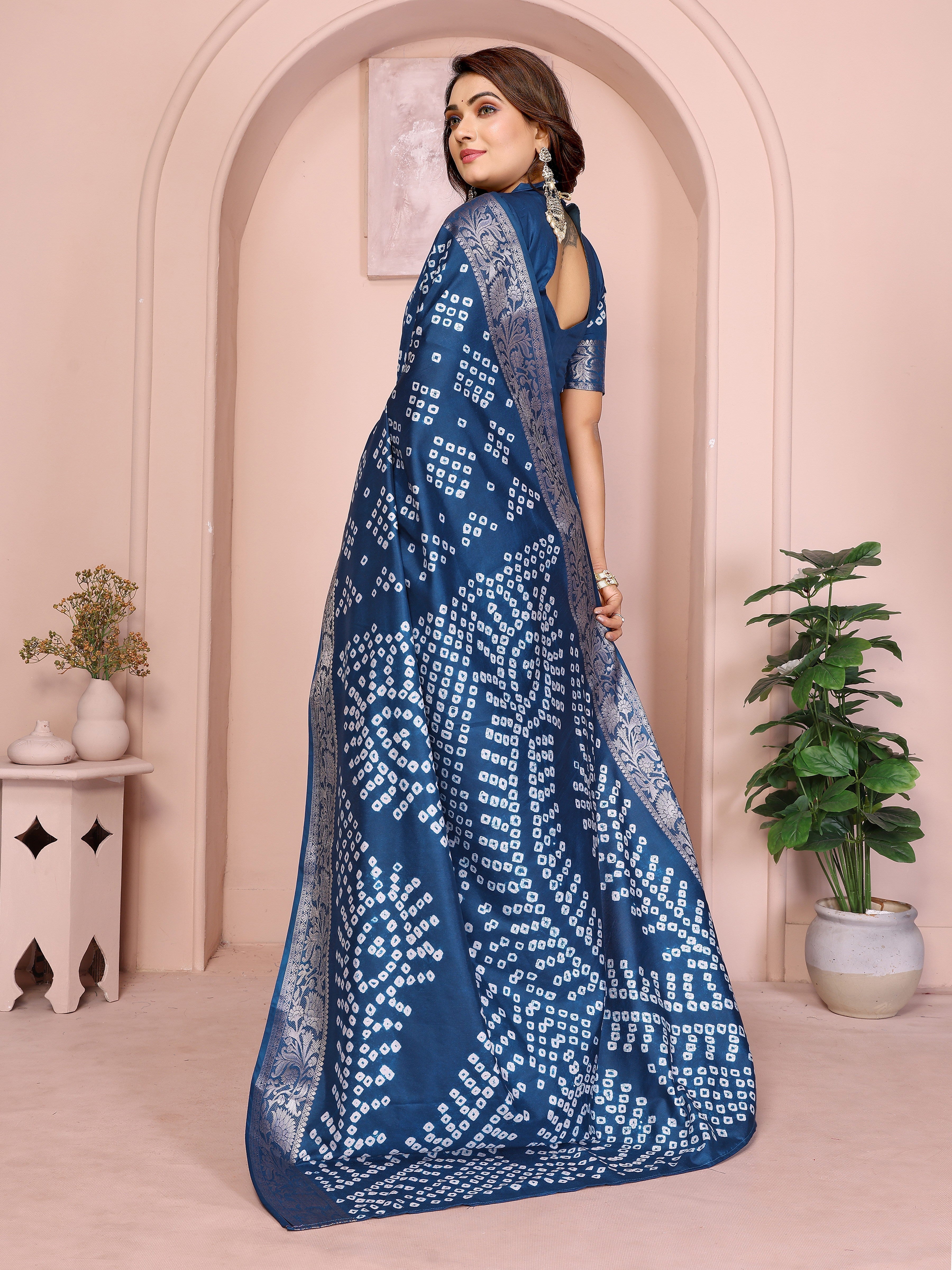Pure Bandhej Silk Saree with Morpankh Pallu