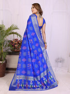 Dola Silk Bandhej Khadi Print Saree with Kanchi Border