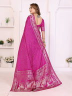 Kanchi Zari Border with Bandhej Print Saree