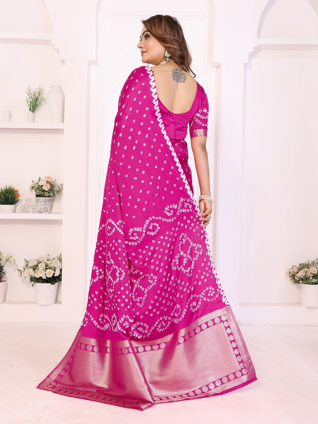 Hand Dyed Lagadi Patta Pallu Bandhej Saree