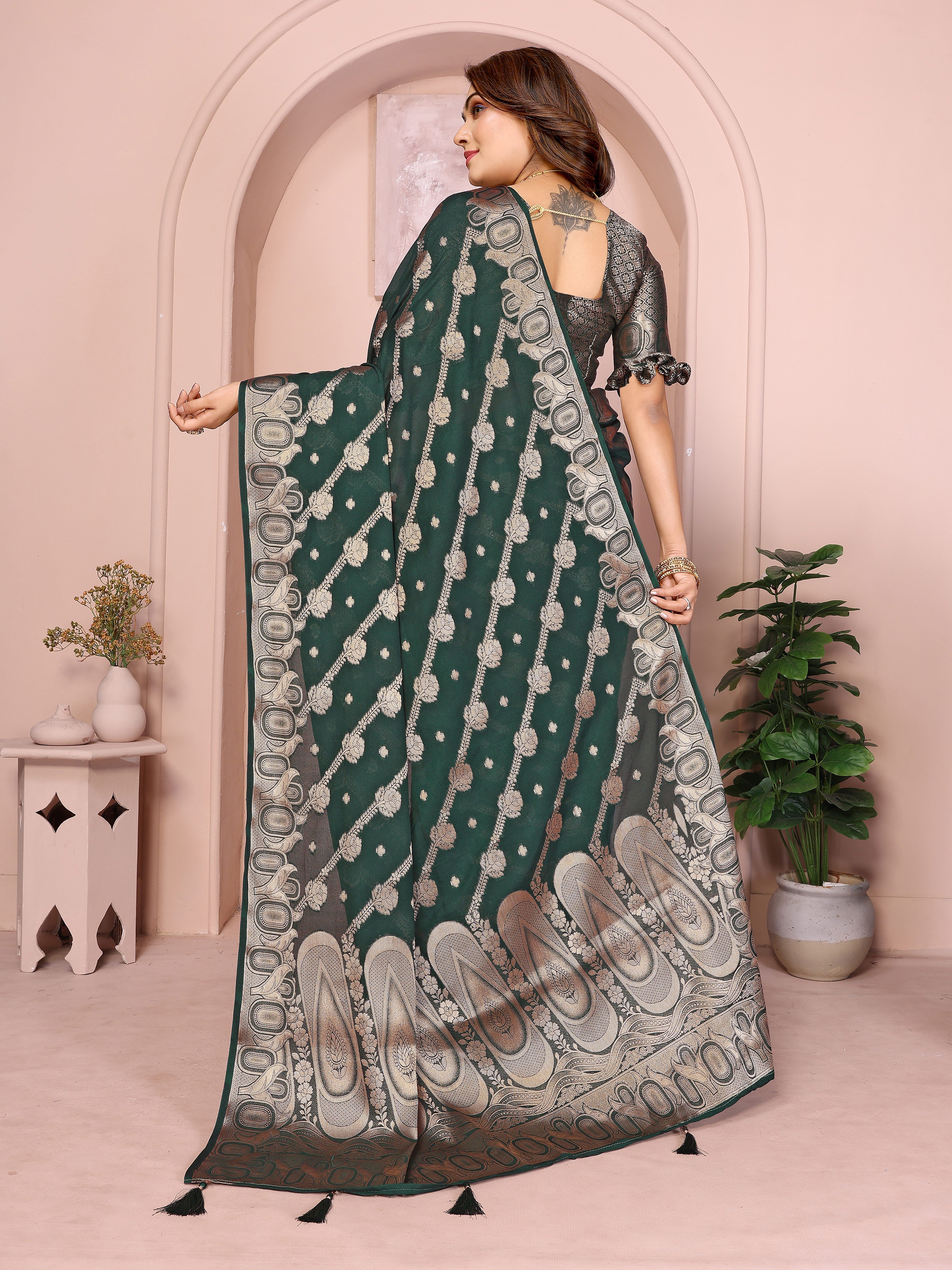 Banarasi Silk Saree with Leheriya Weaving