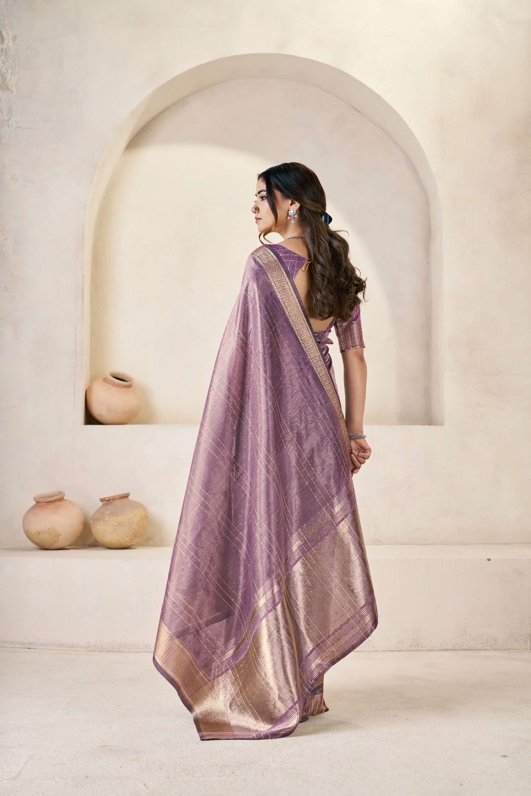 Designer Gold Zari With Soft Linen Cotton Silk Saree