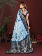 Sibori Bandhej Soft Satin Silk Zari Border Saree