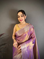 Banarasi Soft Tissue Silk Saree with Copper Zari Weaving