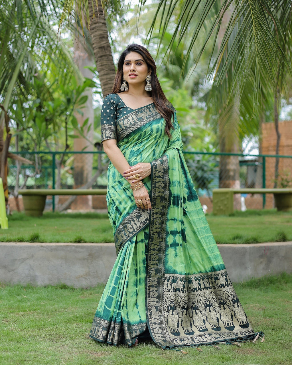 Soft Dola Silk Sibori Bandhej Saree with Zari Border