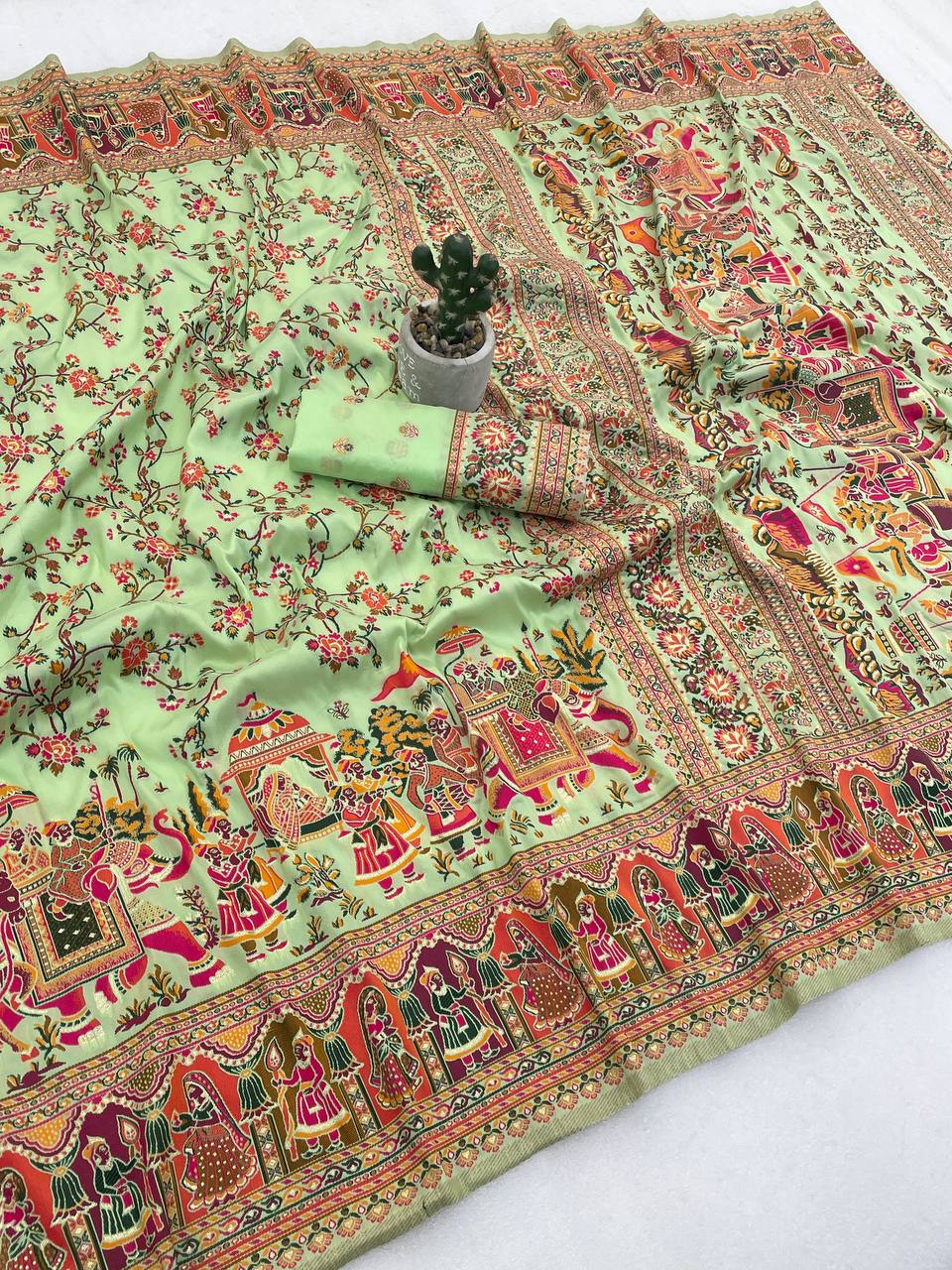 Pure Soft Pashmina Silk Saree with Kashmiri Woven Pallu