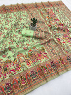 Pure Soft Pashmina Silk Saree with Kashmiri Woven Pallu