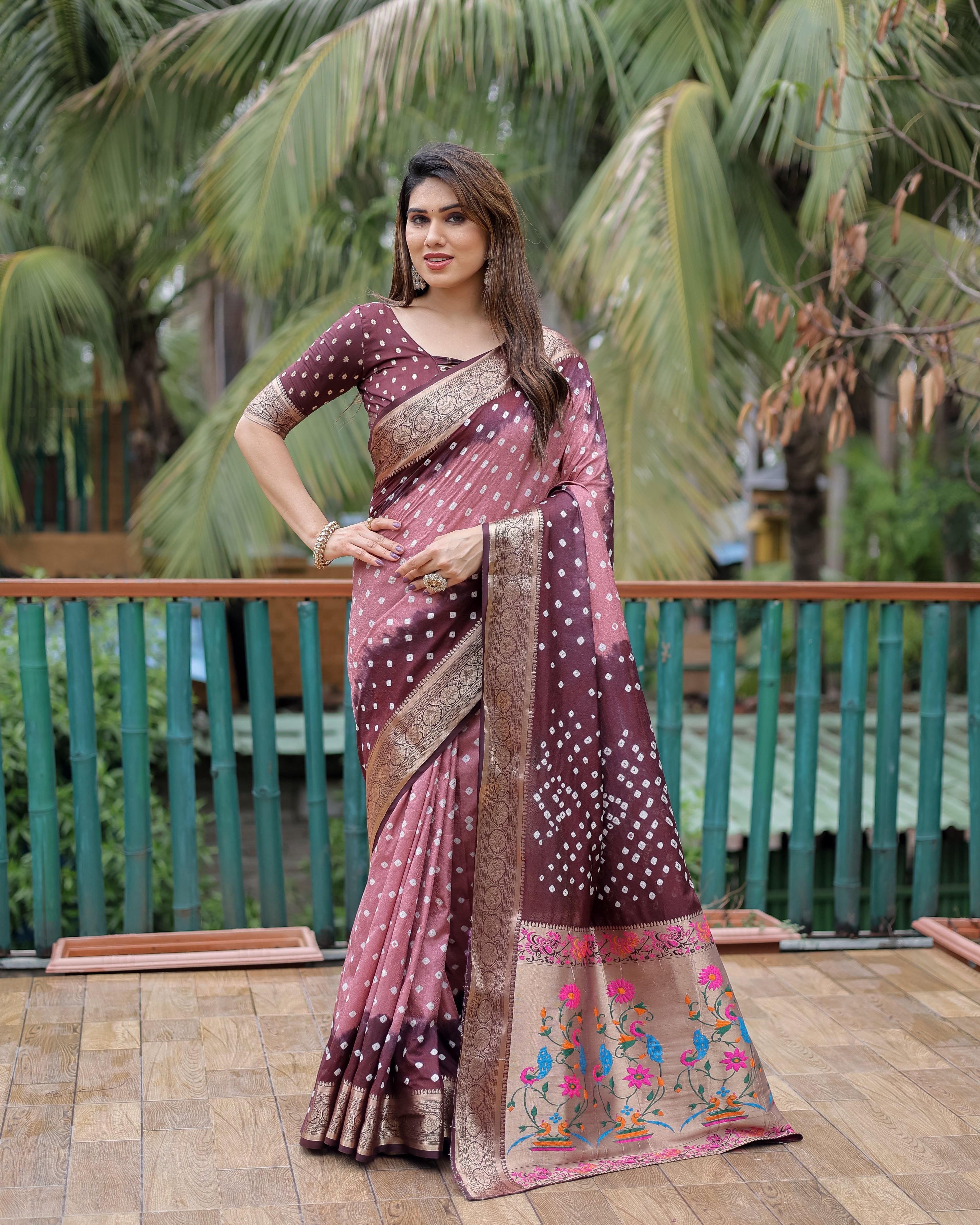 Dola Soft Silk Bandhej Paithani Saree