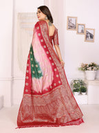 3D Multi Color Soft Satin Silk Dyed Saree with Zari Work