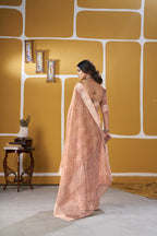 Premium Linen Cotton Silk Saree with Gold Zari Design