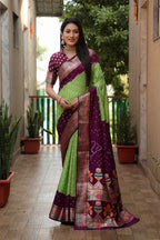 Pure Bandhej Silk Paithani Saree with Minakari Border